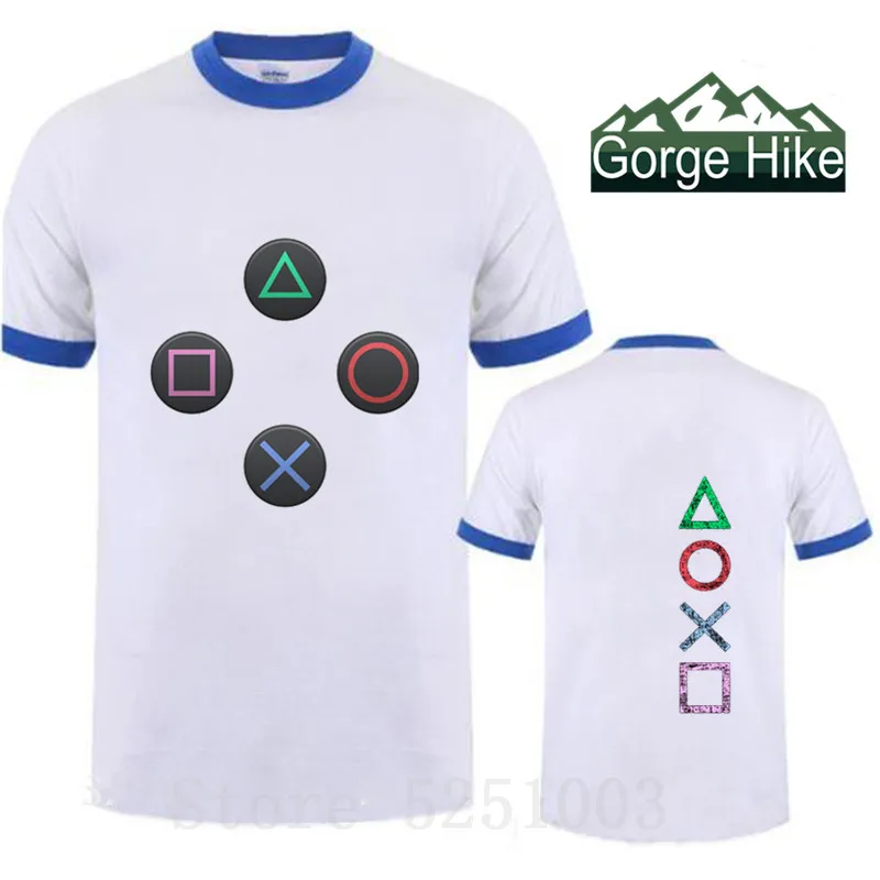 

2019 PS4 T-shirt Japan PS Logo T shirt Xbox Game playstation Controller Buttons T-shirt Men Streetwear Tee shirt Hip Hop tshirt