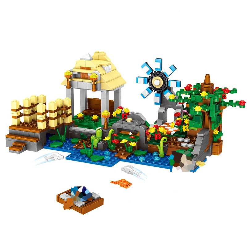 

Minecraft Series Riverside Scenes 4-In-1 Model 4 Figures Building Blocks Toys For Children Compatible Minecrafts Sets