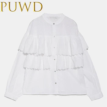 

PUWD 2020 Spring new style fashionable women's dress style layering decoration romantic style shirt layering Ruffle decoration