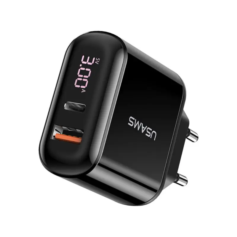 

Wall Charger Dual Port Digital Display Quick Charge 3.0 PD Fast Charging Portable USB-C Travel Plug Power Adapter For Smartphone