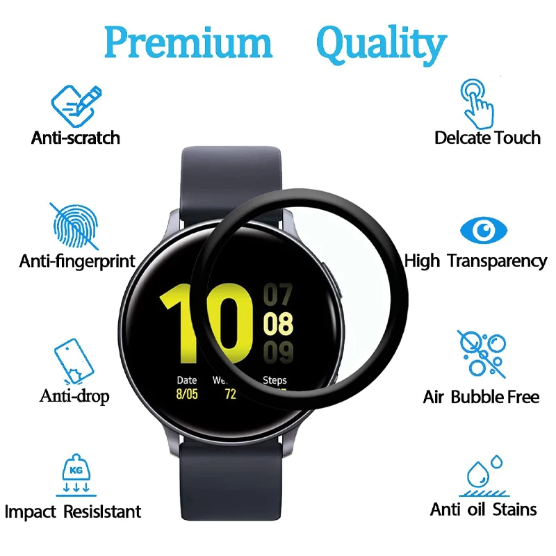 

40D пленка из мягкого стекла для Samsung Galaxy Watch active 2 40 мм 44 мм полное покрытие изогнутый активный край защита экрана устойчивая к царапинам