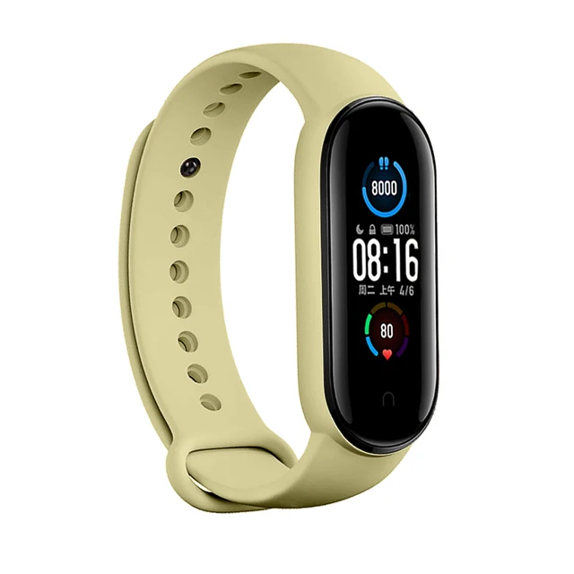 Bracelet for Xiaomi Mi Band 5 Strap Silicone Painting Flowers Belt miband 5 accessories Wrist Strap for Xiaomi Band 6 ChampagneGold