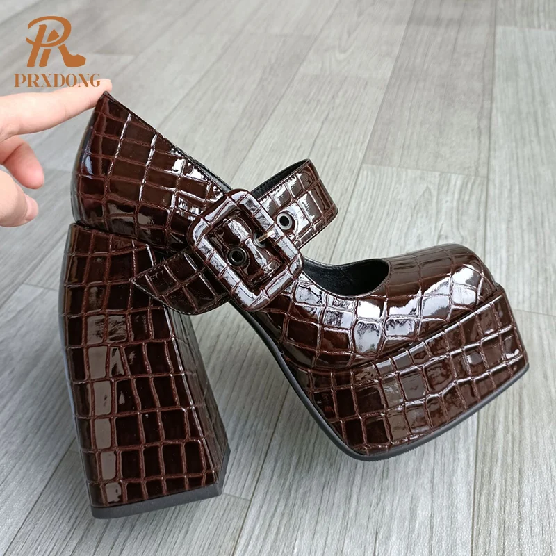 

2022 New Fashion Spring Summer Women Pumps Shoes Sexy High Heel Thick Platform Dress Party Retro Mary Janes Shoes Big Size 34-42