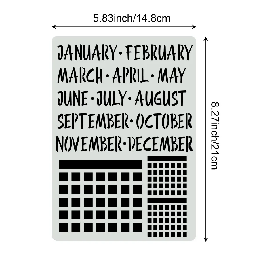16Pcs/Set A5 Daily Calendar Notes DIY Layering Stencils Wall Painting Scrapbook Coloring Embossing Album Decorative Template
