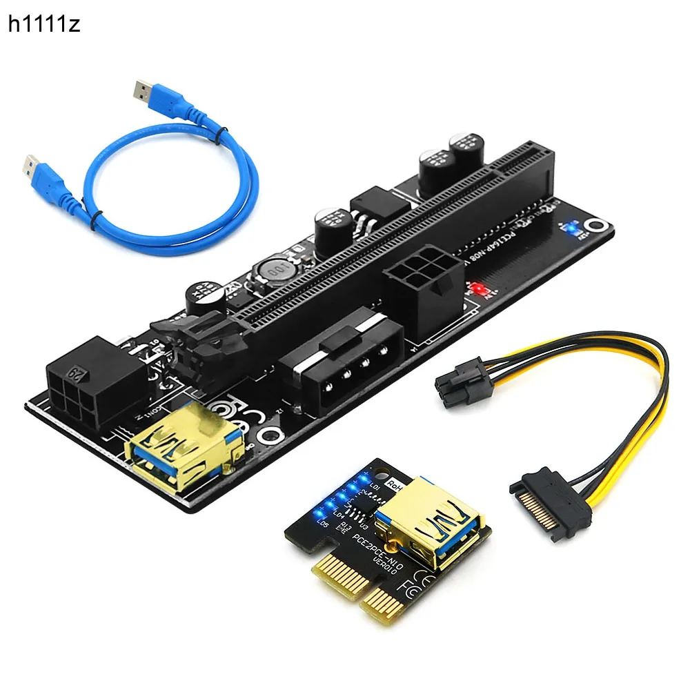 

1-10 шт. Новый PCIE Riser 009S светодиодный PCI Express 1X до 16X расширитель адаптер USB 3,0 переходник для видеокарты графического процессора для майнинга биткоинов