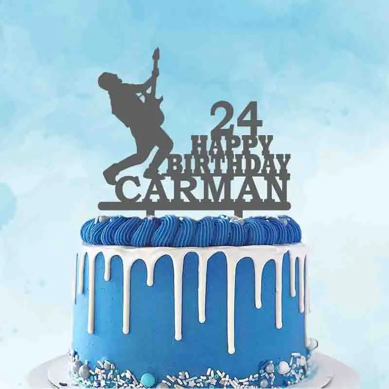 Персонализированный гитарист топпер для торта на день рождения с именем заказ