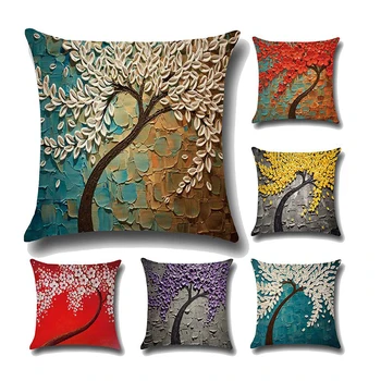 

45*45cm Cotton Linen Pillowcase Floral Print Pillow Cover Living Room Throw Pillow Case Chair Pillowslip Home Textiles