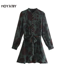 Moyatiy – Mini robe en mousseline de soie, imprimé Floral, mode rétro, Style naturel, robes de fête avec Slash, 2022 