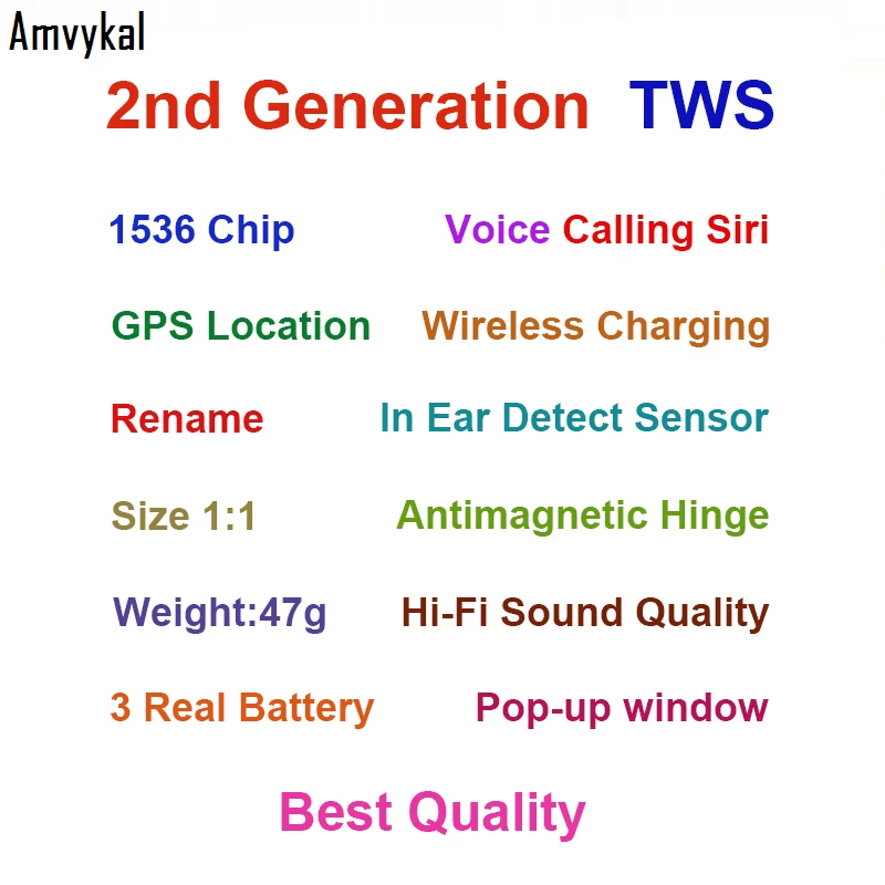 I200 i500 TWS 1536 чип супер копия Air2 рензованные gps Bluetooth наушники Беспроводная зарядка наушники сенсорная гарнитура Реплика 1:1 TWS