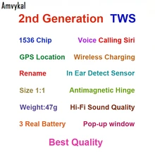 I200 i500 TWS 1536 чип супер копия Air2 рензованные gps Bluetooth наушники Беспроводная зарядка наушники сенсорная гарнитура Реплика 1:1 TWS