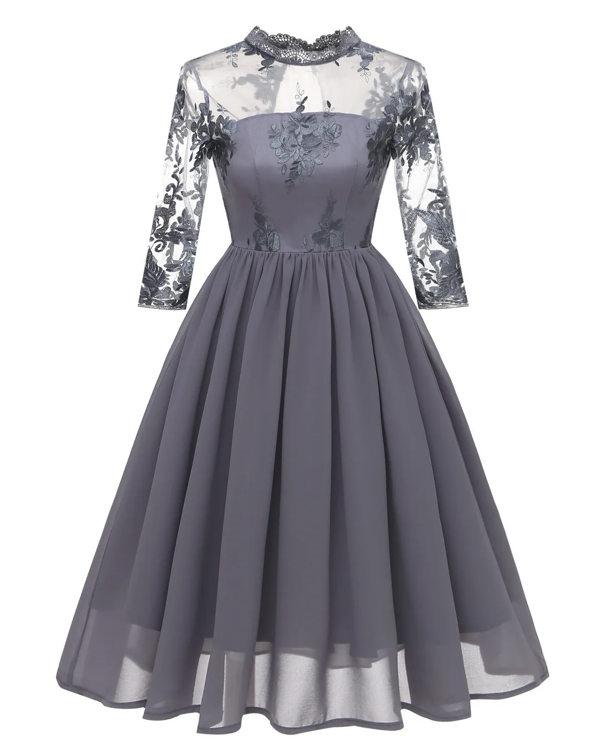 Осенне-зимнее женское кружевное лоскутное винтажное платье с вышивкой, прозрачные праздничные платья для свинга, ретро платье из гренадина, Vestidos