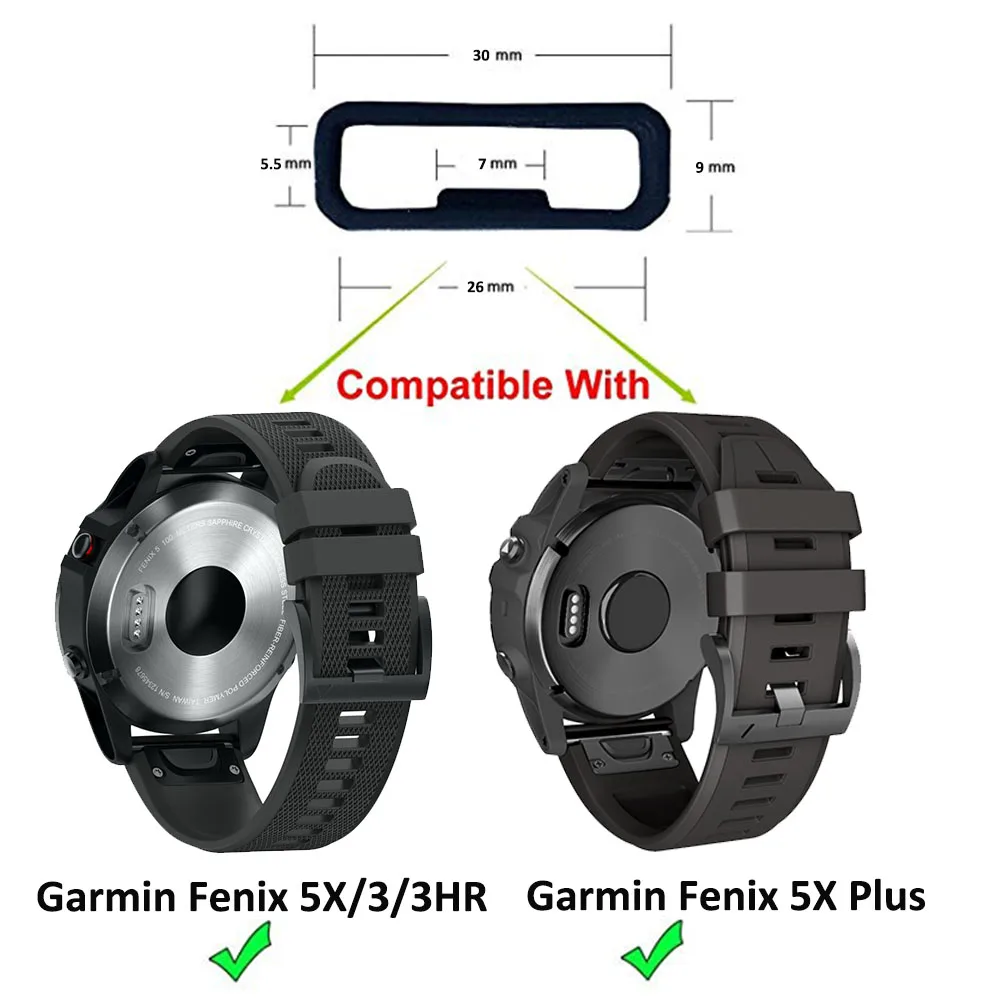 20 22 мм Мягкие силиконовые кольца для Garmin Fenix 5 5S 6S 6 Pro запасная лента удерживающая петля кольца черная Пряжка фиксатора держатель