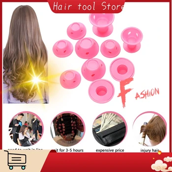 

10 Pieces Pink Silicone Hair Curlers Hair Care Reusable Curly Hair Styling Curling Tools for Sleep Suitable for Adult Baby Kids