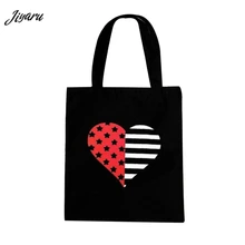 Сумки для покупок экологический многоразовый дамские холщовые сумки через плечо Черные сумочки для покупок дамские сумки большой вместимости