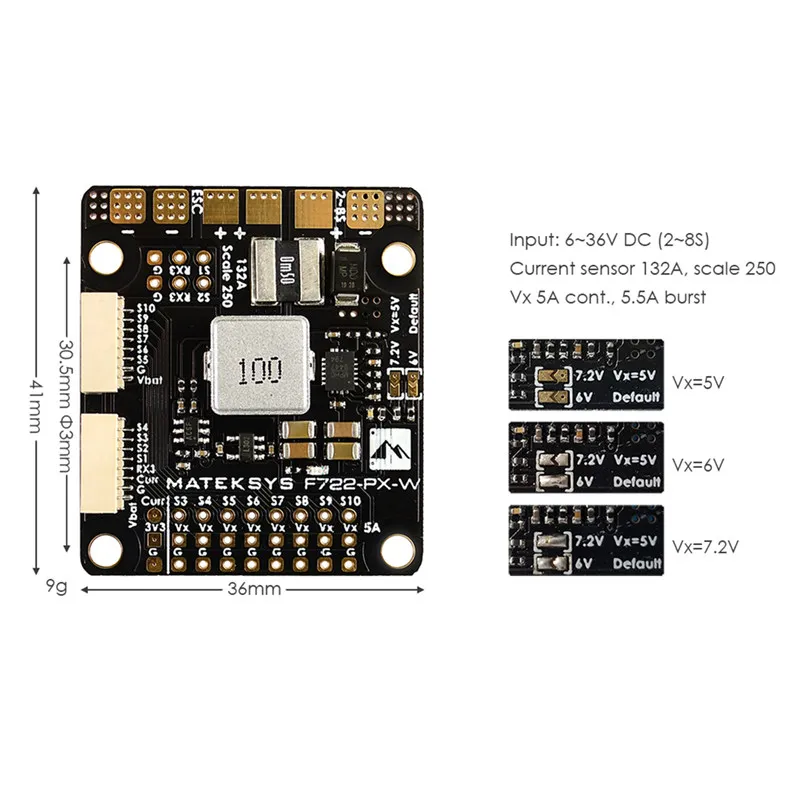 MATEK PDB F722 PX W с ток Сенсор 132A BEC 5A 5В/6В/7 2 V ADJ Мощность распределительный щит для RC