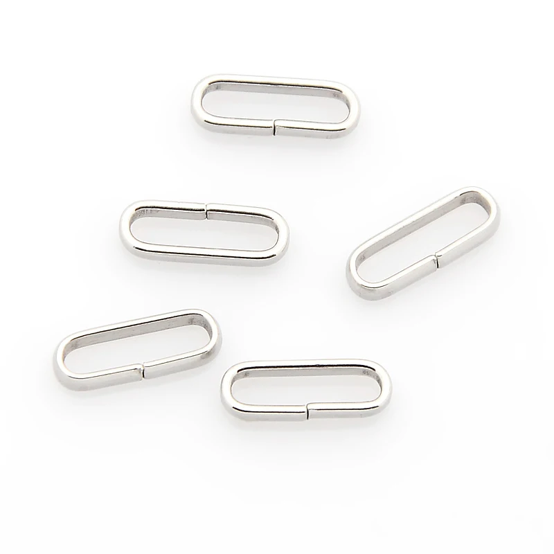 1000 stücke 304 Edelstahl Rechteck Jump Ringe Geschlossen, aber Abgelötet für Schmuck Machen 10x3,5x2mm loch: 2x8,5mm