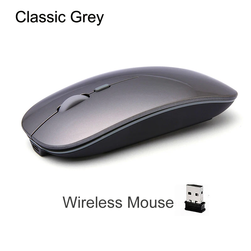 Rechargeable Optical Wireless Mouse Slient Button Ultra Thin Mini Optical Ultrathin USB 2.4G Mice for Computer Laptop Computer silent computer mouse Mice