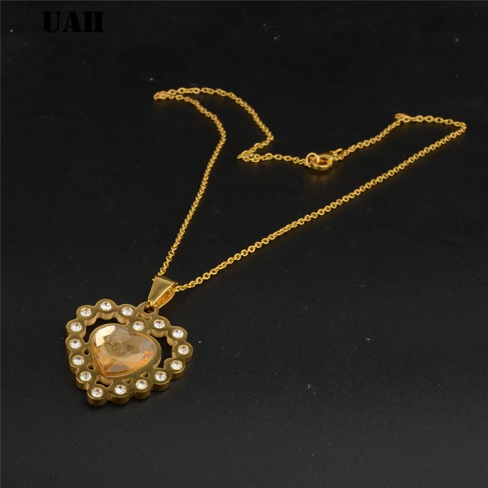UAH Fashion Tiny Dainty Heart Initial Zirconia Necklace Necklace Stainless Steel Jewelry for women accessories girlfriend gift