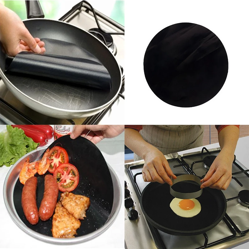 Frying Pan Pad Reuseable Non-stick Pan Pad High Temperature Pan Liner  Prevent Sticking Food Pot Mat Kitchen BBQ Baking Mat Tools