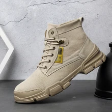 Мужские высокие рабочие ботинки на шнуровке мужская обувь ботинки-дезерты британский стиль ретро военные ботинки мужские кожаные ботинки