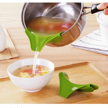 

Kitchen Accessories Pots Pans Rim Leak-proof Kitchen Silicone Funnel Deflector Creative Kitchen Gadgets Cooking Tools Utensils