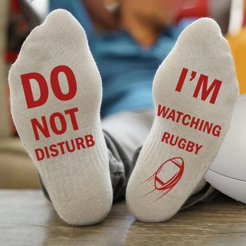 Спортивные носки унисекс с забавными буквами, не беспокоить, я слежу за регби, подарок на Рождество, носки с буквами, размер 35-42