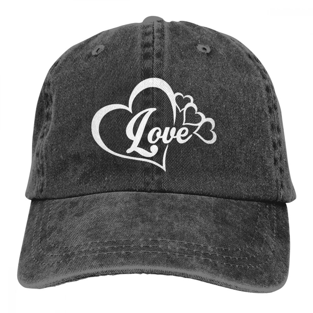 Love Heart Symbol Casquette, черные унисекс Мужские Женские джинсовые бейсболка с ремешком, регулируемая шапка для гольфа, папы