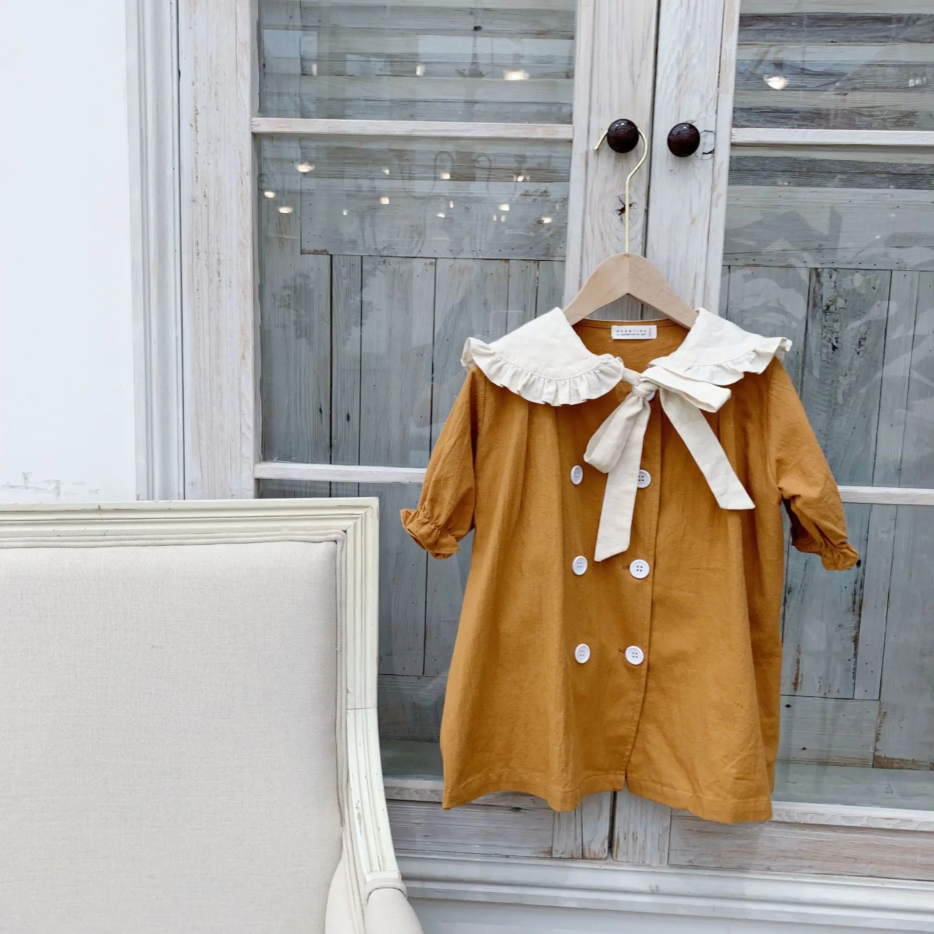 Милые Детские платья для маленьких девочек; одежда; платье с оборками и бантом; одежда принцессы; Одежда для девочек; двубортное платье с короткими рукавами и рисунком тыквы