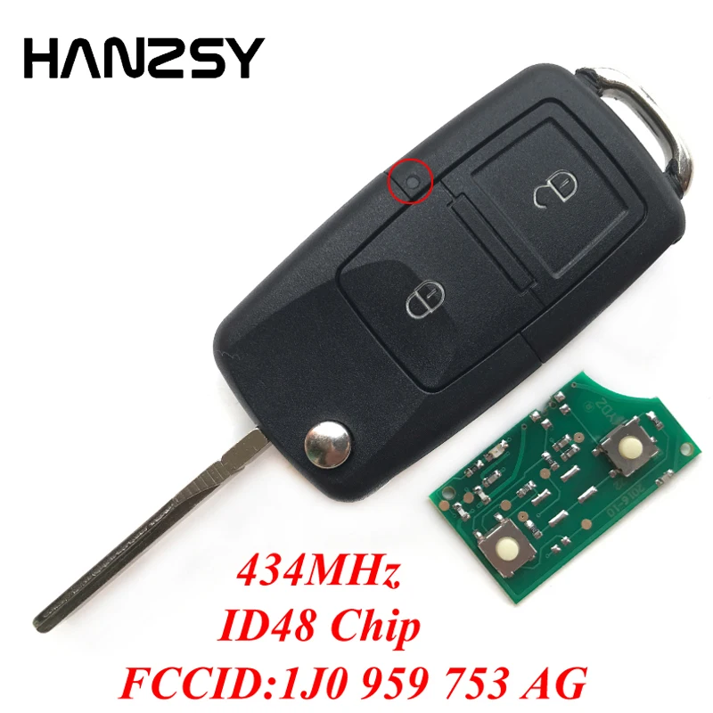 2 tasten 434MHz Remote Key Für VOLKSWAGEN VW Golf Lupo Polo Beetle Passat  Bora mit ID48 Chip Auto Flip klapp Schlüssel 1j0959753AG - AliExpress