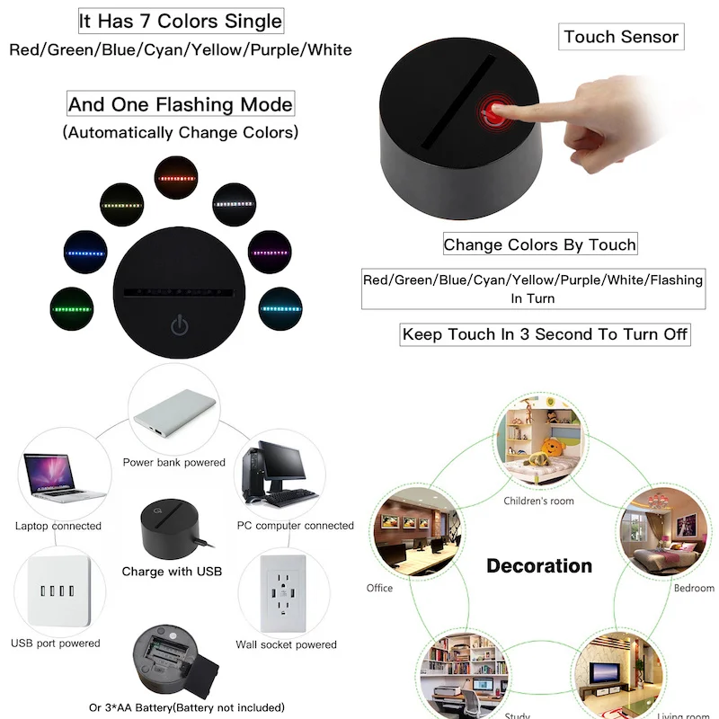 Светодиодный ночник с аниме Sasuke лампа для спальни изменением цвета лица Наруто