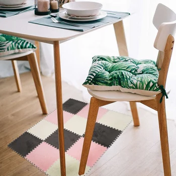 

12 Piece 30X30CM EVA Foam DIY Puzzle Mat Long Hair Villi Shaggy Carpet Mat Plush Soft Area Rug Playmat