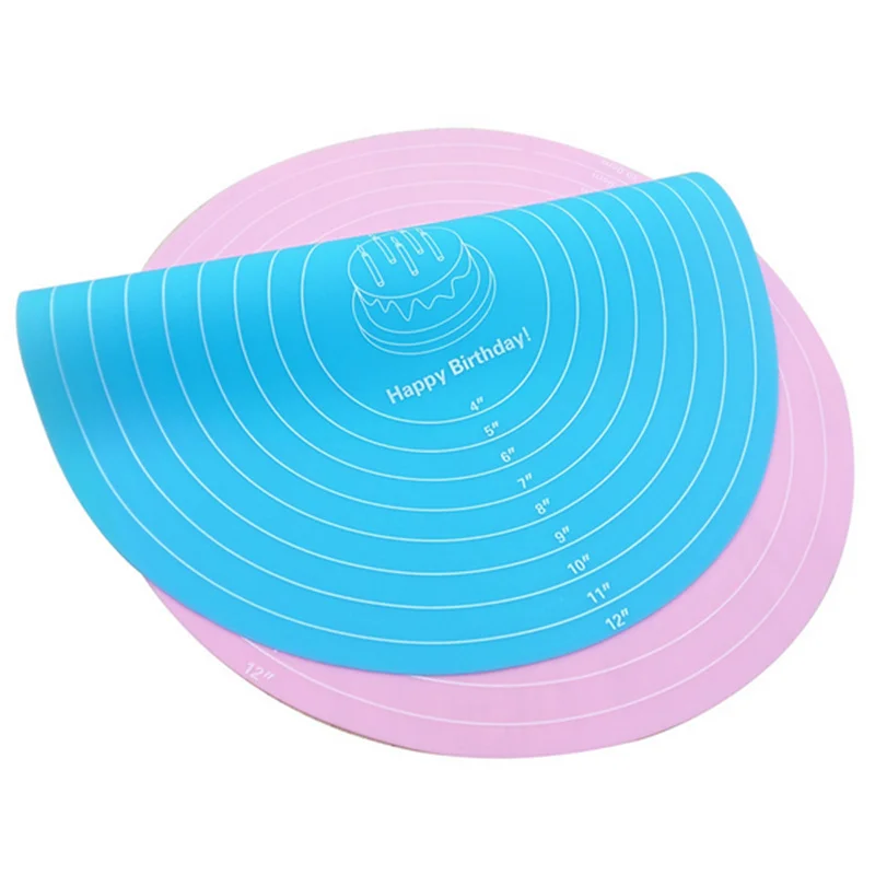 30cm Round Cake Baking Mat Silicone Cake Turntable Non-slip Mat with Scale High Temperature Resistant Kitchen Accessories