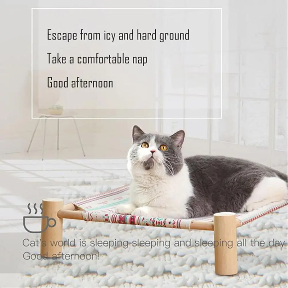 Best Cat Special Bed Frame Hanging Type Four Seasons Universal Summer Breathable Pet Pad Removable Solid Wood Four Corner Cat Litter