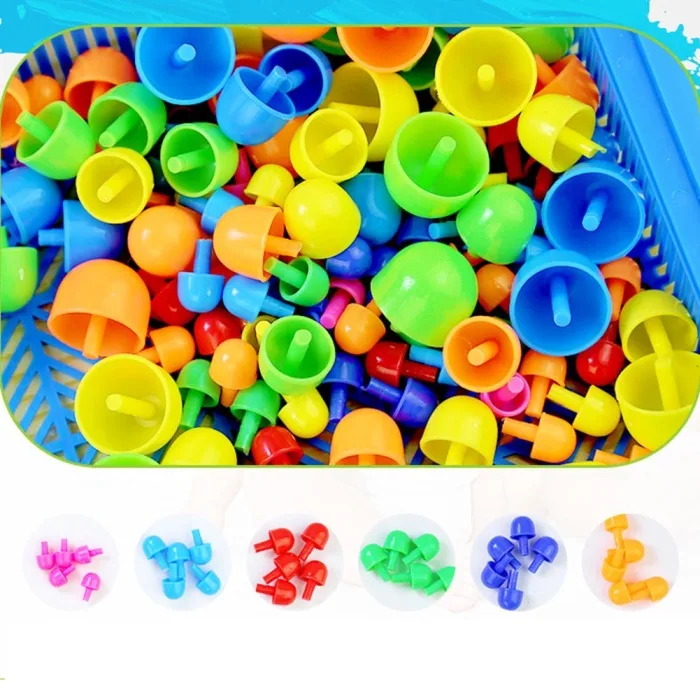 296 шт. мозаичной доски для ногтей, детские развивающие Игрушки для раннего образования, цветные головоломки для ногтей в форме гриба, обучающие игрушки