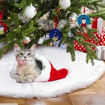 

Snow Plush Christmas Tree Skirt Base Floor Mat Cover XMAS Merry Christmas Tree Ornament Santa Claus Deer Felt Christmas Tree