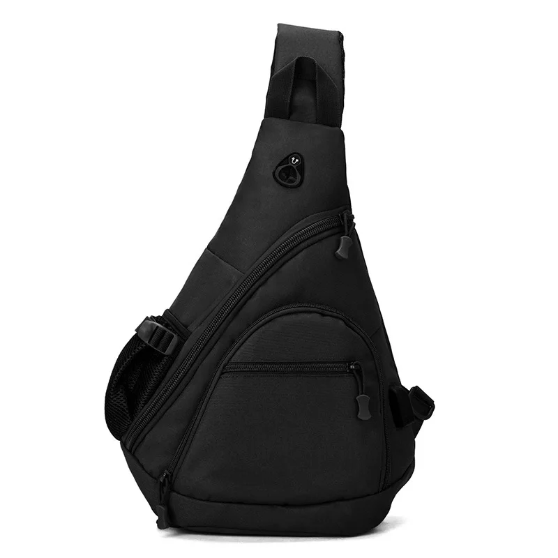 Tactical Shoulder Bag Men Outdoor Sports USB Charging Diagonal Chest Bag Camouflage Camping Travel Trekking Hiking Kettle Bag - Цвет: Black