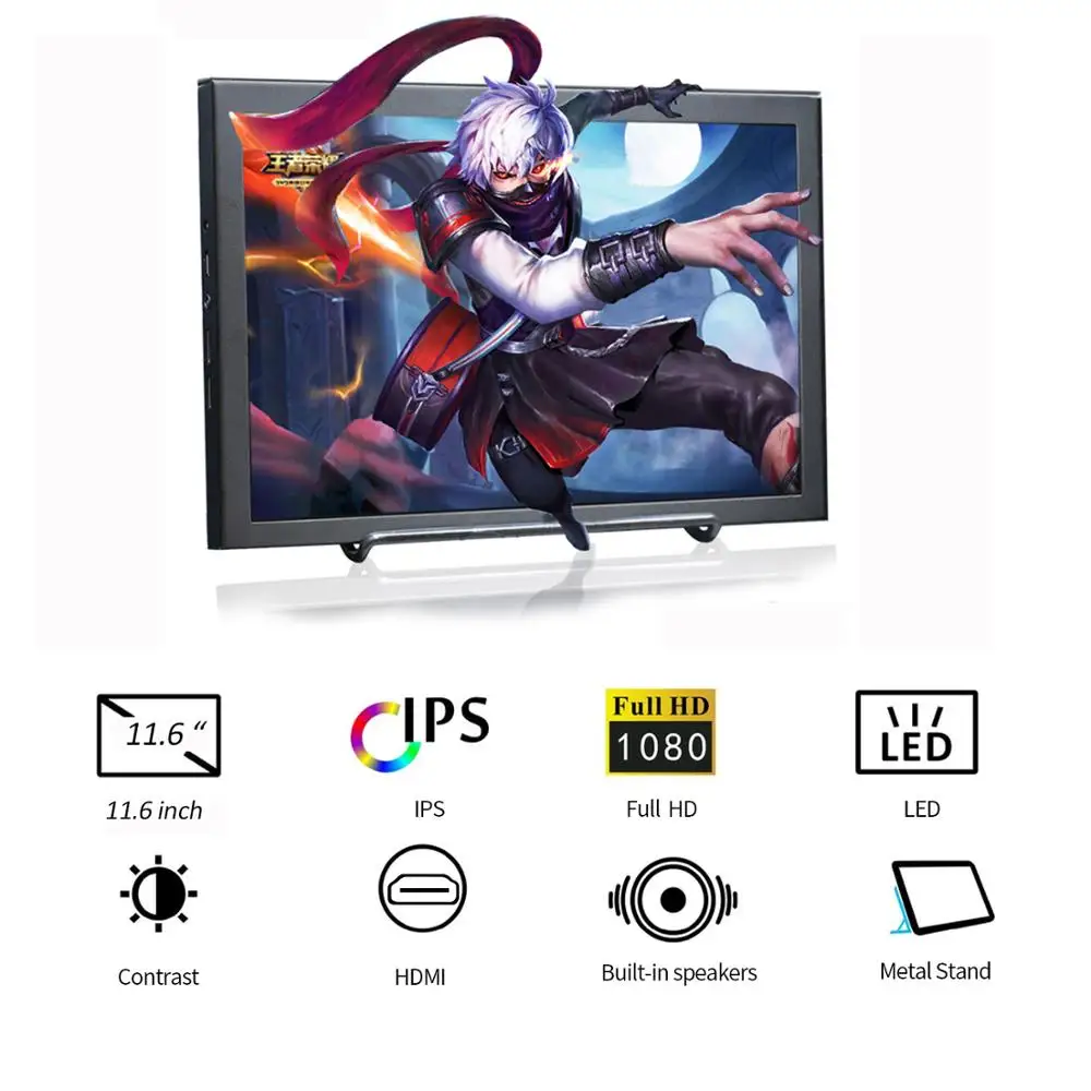 US $90.94 116 Inch 1920X1080 Portable Monitor IPS Display HDMI gaming monitor pc monitor for Raspberry Pi PS3 PS4 Xbox360