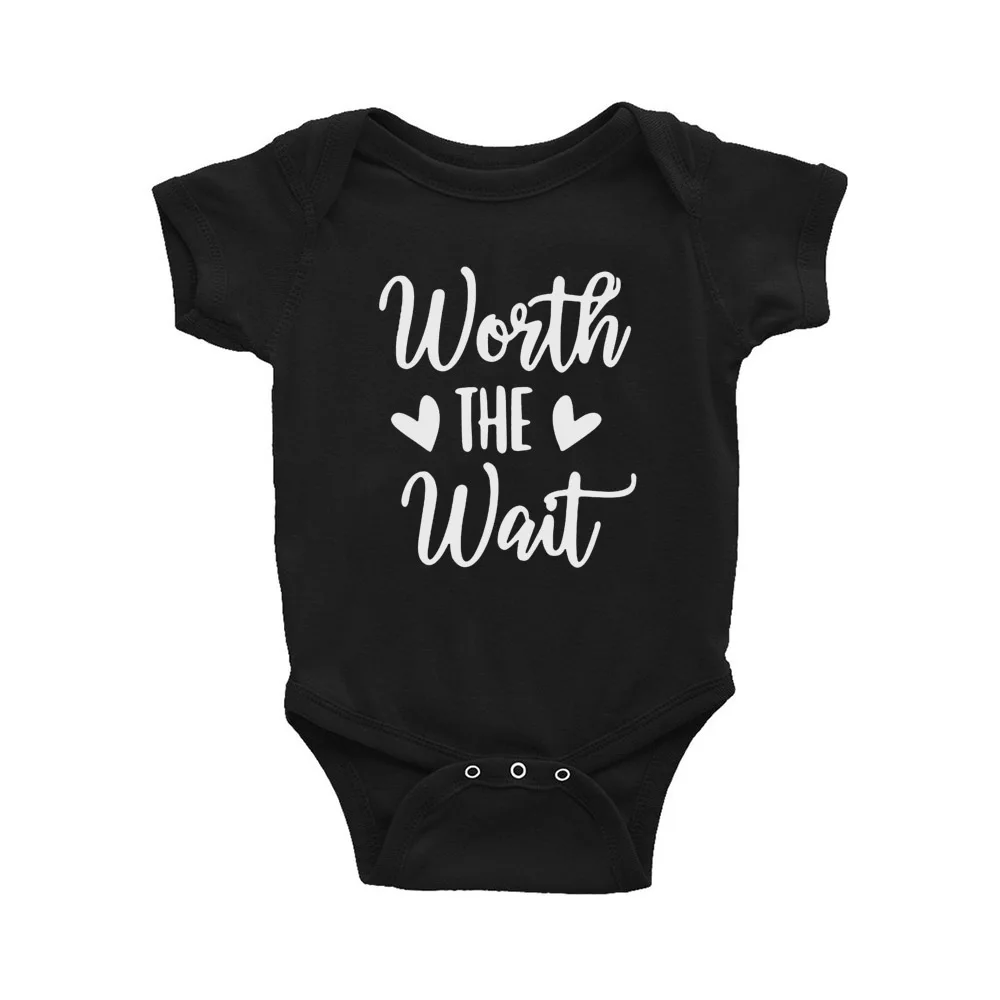 Casual Fashion Funny Baby Kids Boys Letter Printed Soft Worth The Wait Playsuit Outfits  Clothes Drop Shipping 4