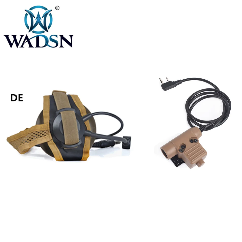 WADSN Selex TASC1 Тактический гарнитуры страйкбол Eaphone С нажимной клапан U94 PTT военные Plug Kenwood 2 Pin адаптер - Цвет: DE