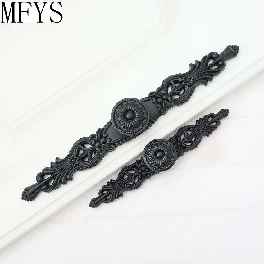 Description Picture 5 of itemMFYS Black Cabinet Handles with Backplate Wardrobe Pulls Vinatge Kitchen Cupboard Door Round Knobs Zinc Alloy Furniture Hardware