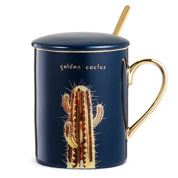 

Office Coffee Mug Spoon Blue Creative Insulated Coffee Mug with Lid Self Stirring Reusable Thermos Taza Cups and Mugs XX60CM