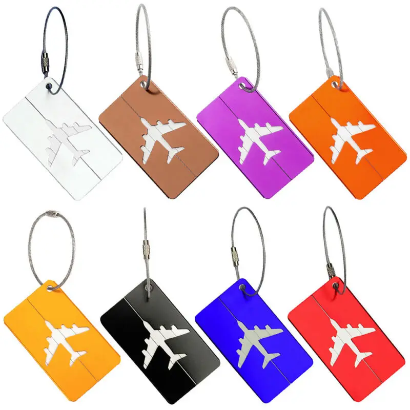 2pcs Travel Aluminium Plane Luggage Tags Suitcase Label Name Address ID Baggage Tag