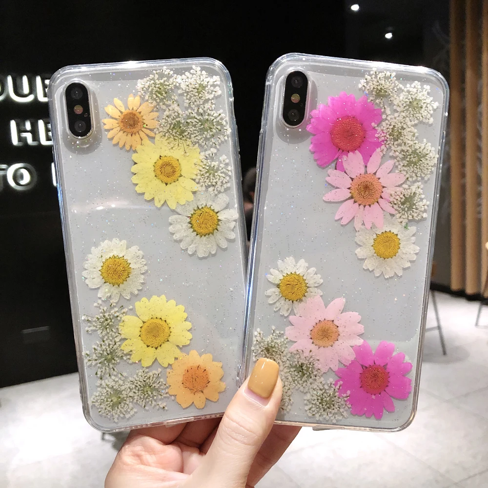 Настоящий прессованный высушенный чехол с цветами для iphone 11 pro max x xr xs 7 8 6 6s plus