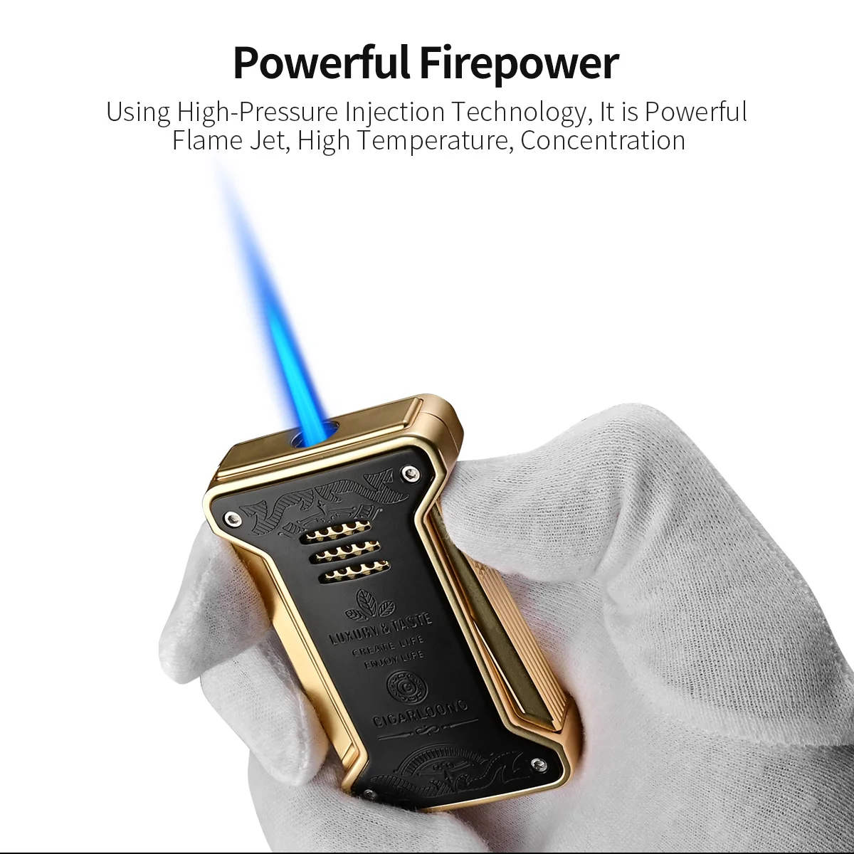 Cigar Cutter and Lighter 1 Torch Jet Flame Windproof Lighter Stainless Steel Sharp Cigar Scissors Accessories CIGARLOONG