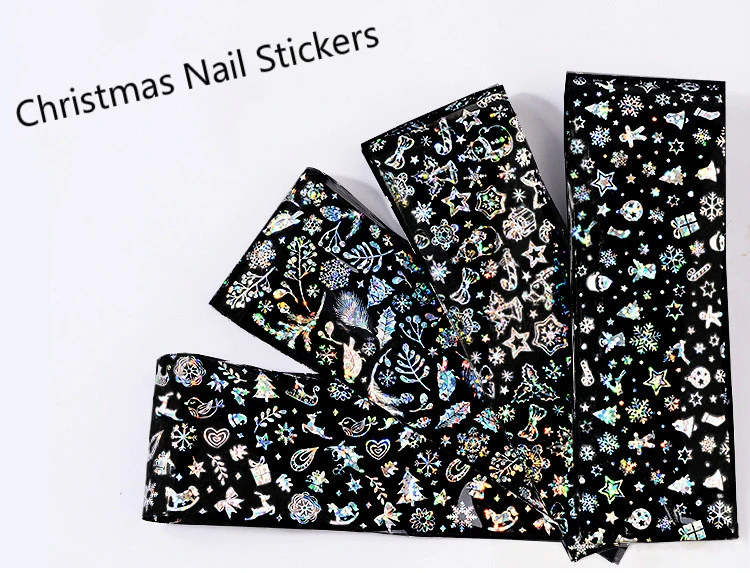 CHUNSHU Nail Stickers For Nail Christmas Pattern 4pc/set 3D Snowflake Star Transfer Foil Decal Christmas Nail Art Manicure Tools
