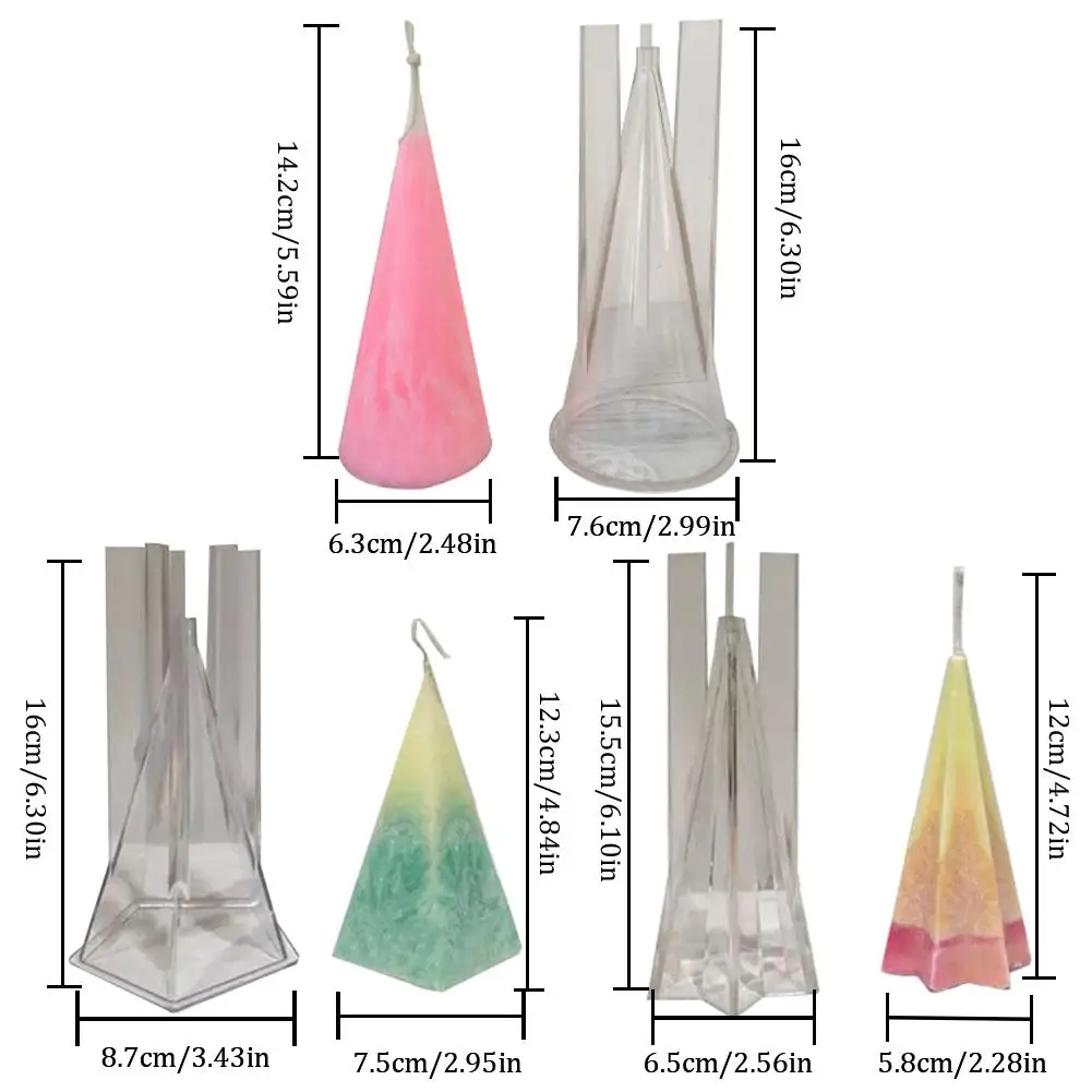 DIY свеча ручной работы форма Пирамида Конус прозрачная пластиковая свеча делая модель Многоразовые ароматические свечи делая форму формы