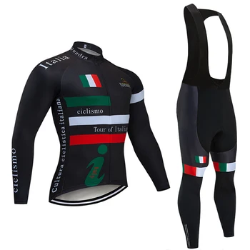

Winter 2020 ITALIA TEAM Long sleeves Cycling JERSEY Bike Pants set mens Ropa Ciclismo Thermal Fleece bicycling Maillot Culotte