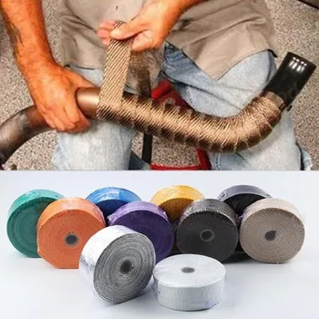 

Exhaust Heat Wrap Shield Protector Tan Fireproof Insulating Tape Cloth Roller Kit For Car Motorcycle