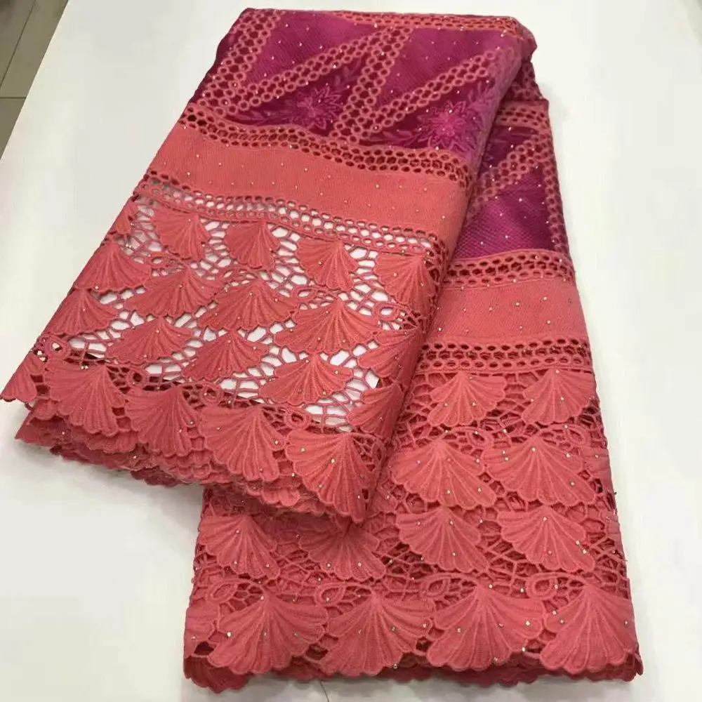 Последние африканские шнур кружева ткань молочный шелк Водорастворимые платья