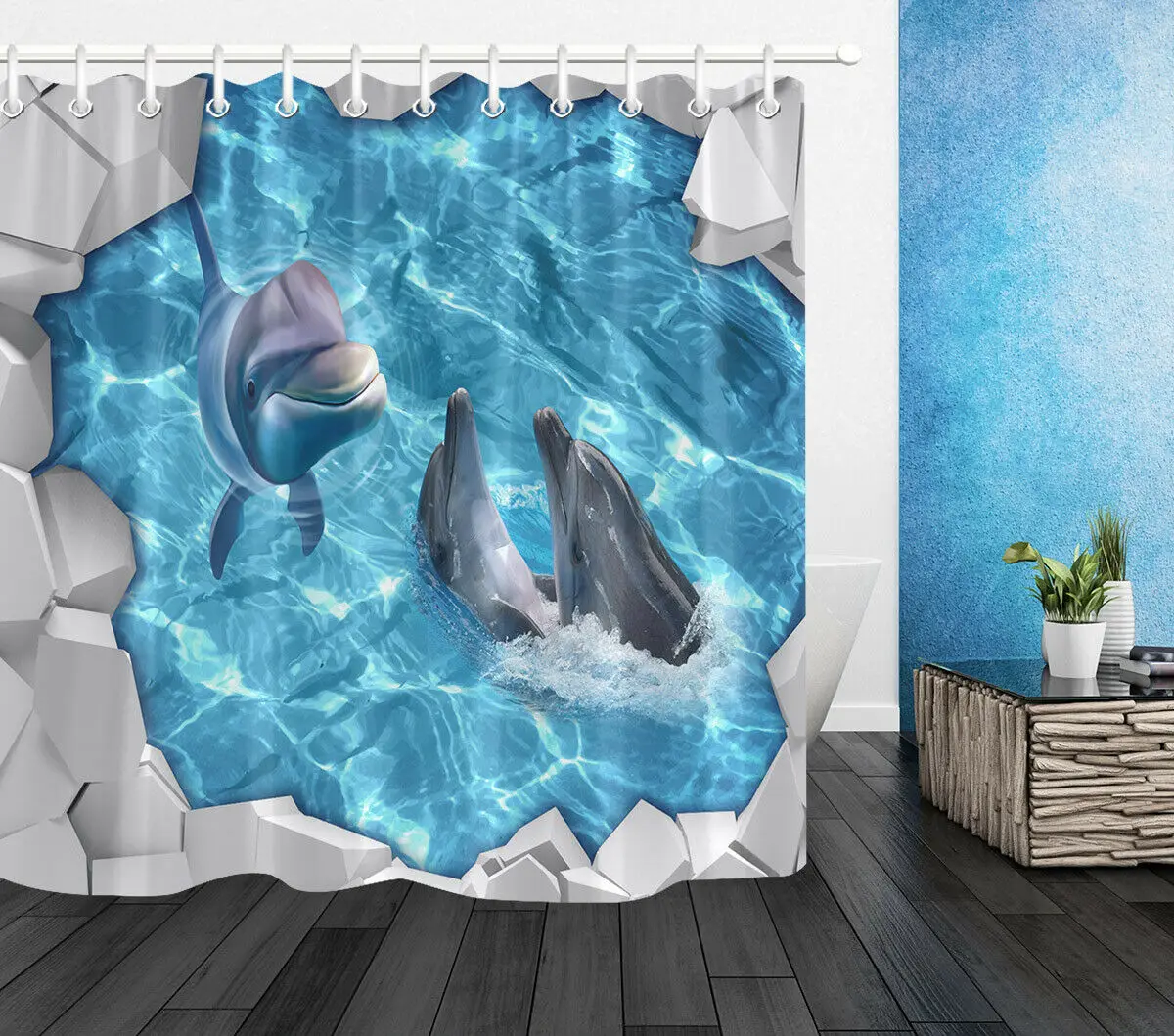 Broken Ice Dolphins Shower Curtain Bath Accessory Sets Polyester Fabric Uniqued | Дом и сад